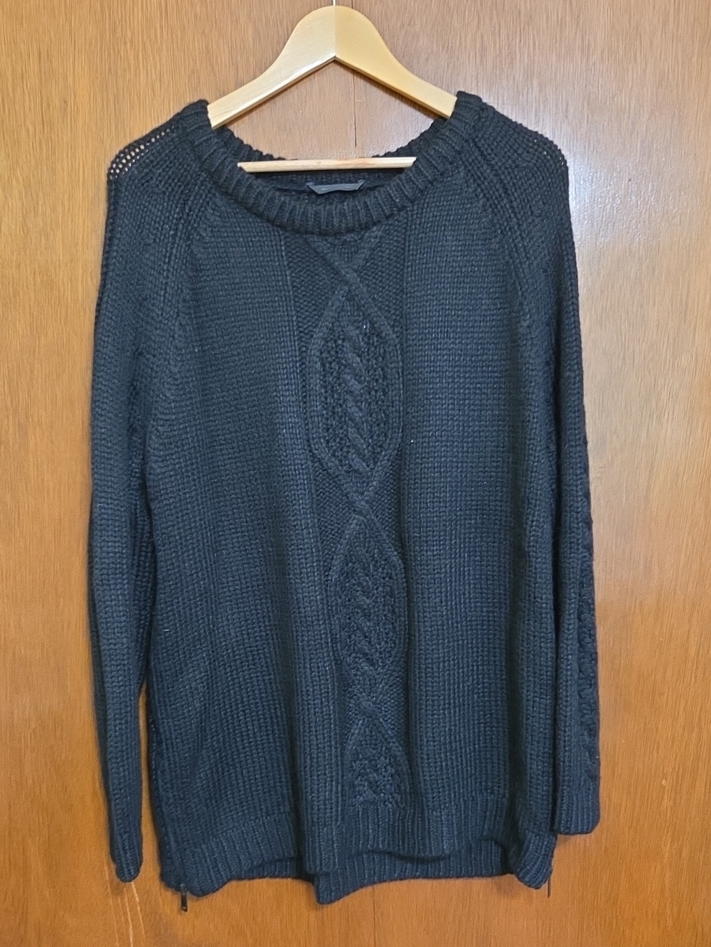 Danier Black Cable-Detail Crewneck Sweater